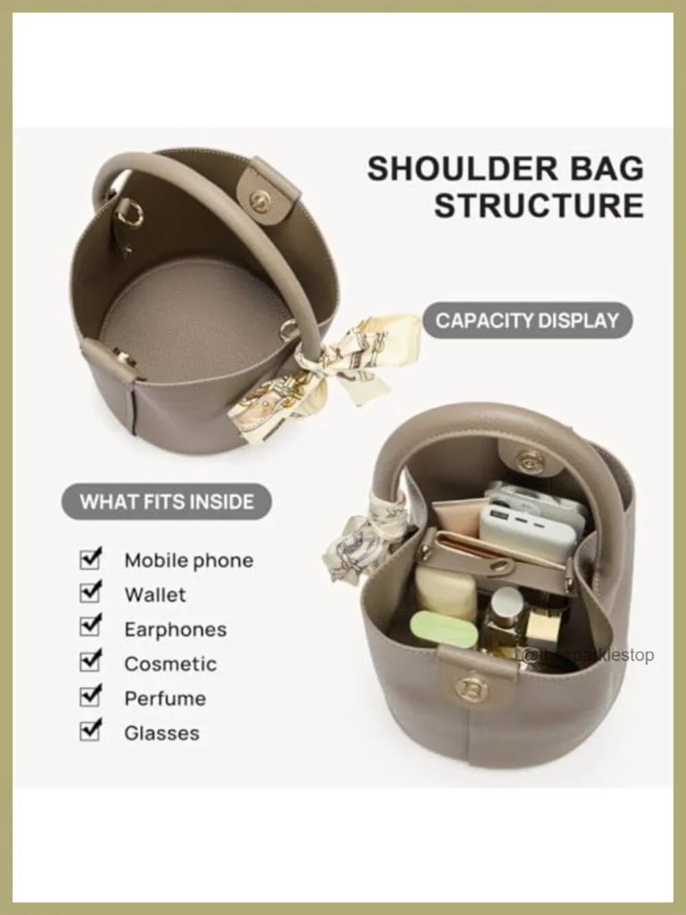 Small Vegan Leather Bucket Crossbody Bag with Removable Strap